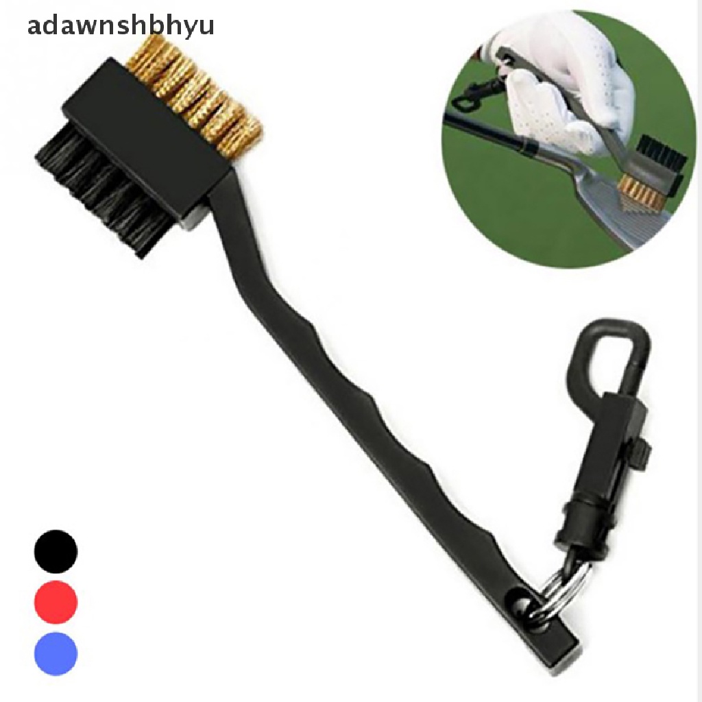 Adawnshbhyu Kabel Kuningan 2sisi Nylon Cleaning Kit Alat Sikat Golf Klip Alur Pembersih Bola