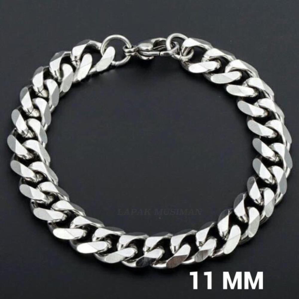 [Bayar di Tempat] GELANG RANTAI PRIA SILVER