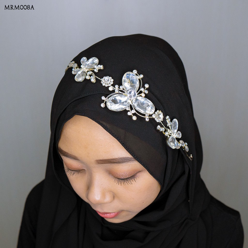 [SIAP KIRIM] WEDDING ACCESSORIES WOMEN HIJAB TIARA BRIDE KUPU SILVER MRM008A