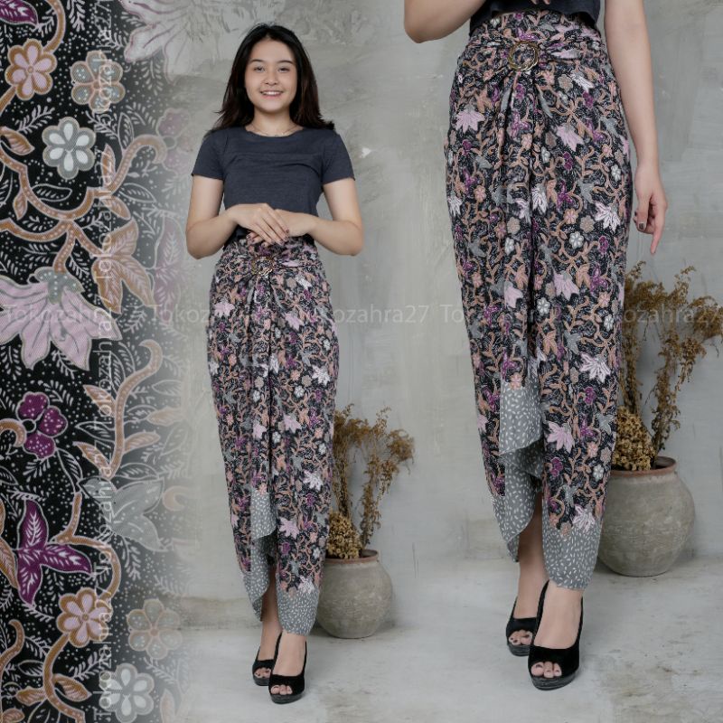 Rok Batik Kebaya Motif Daun Lebar Rok Lilit Instan Rok Kondangan Bawahan Kebaya