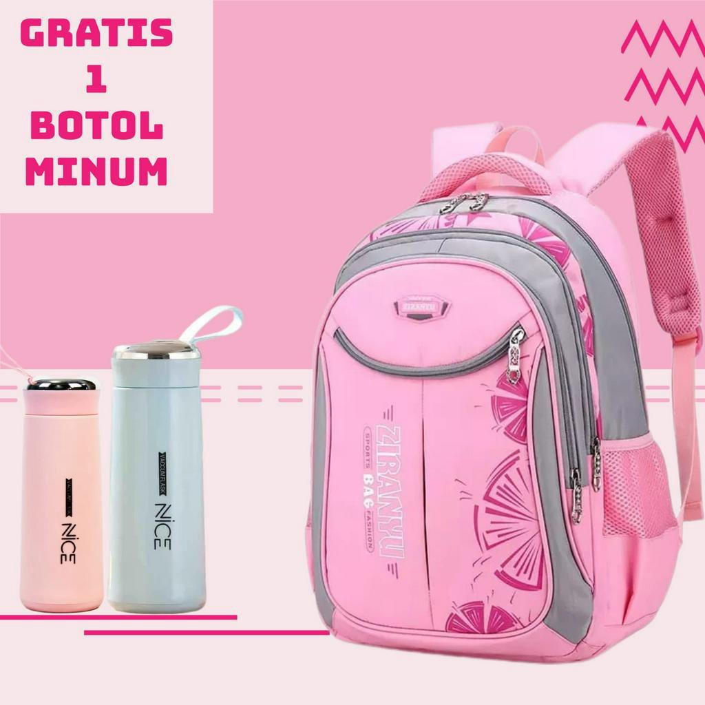 Tas Ransel Sekolah Anak Perempuan SD SMP SMA POLO MOTIF BUNGA