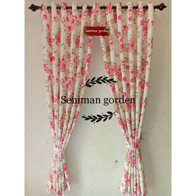 Gorden Jendela Shabby Vanda Series |Hordeng Motif Shabby Vanda Series - Pink Murah