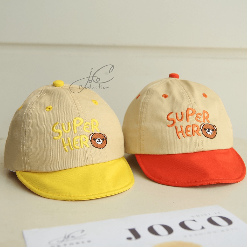 Jocoproduction - Topi Fashion Anak - Bayi Laki-laki & Perempuan Motif Super Hero Bear Pet Cute Unisex Bordir-3