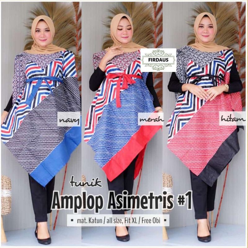 TUNIK AMPLOP ASIMETRIS BATIK KONDANGAN SERAGAMAN MODERN KEKINIAN MURAH