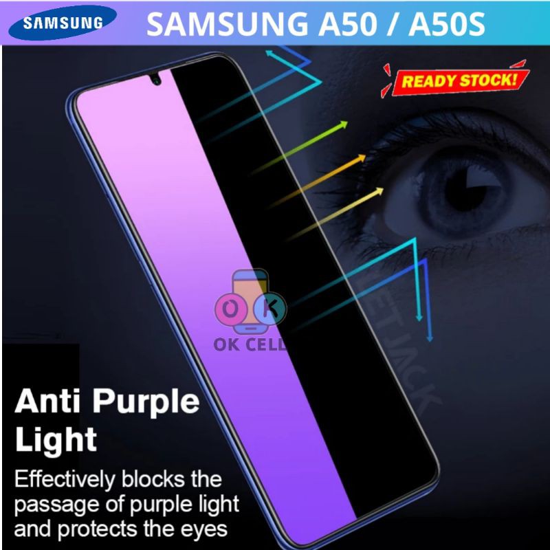 Tempered Glass Anti Blue Light Samsung A50 A50s - TG Anti Gores Full Screen Protector Premium