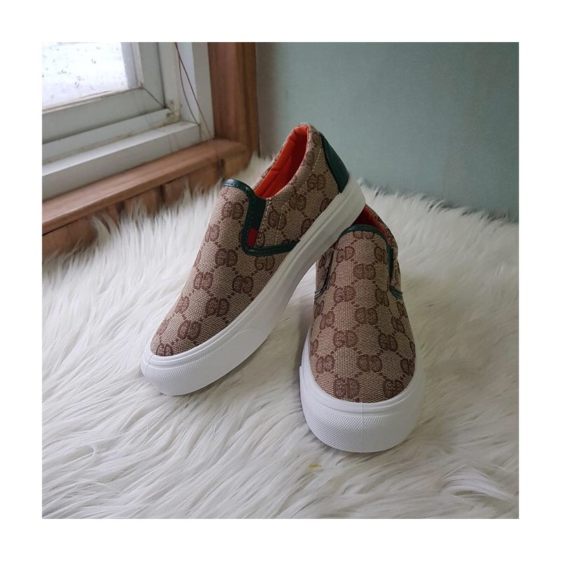 SG2358 syafniegalery Simple Monogram Slip On Shoes impor motif GD