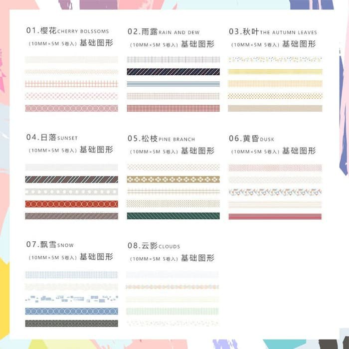 

Washi Tape Motif set of 5pcs / Masking Tape / Selotip Jepang DA 6787
