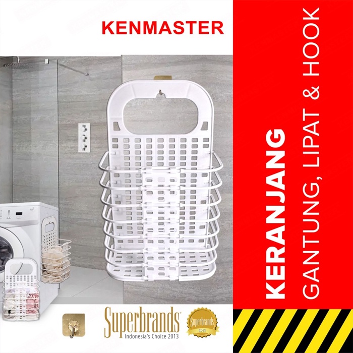Keranjang Baju Gantung Laundry Lipat + Hook / Tempat Baju Kotor / Cloth Box SY-212