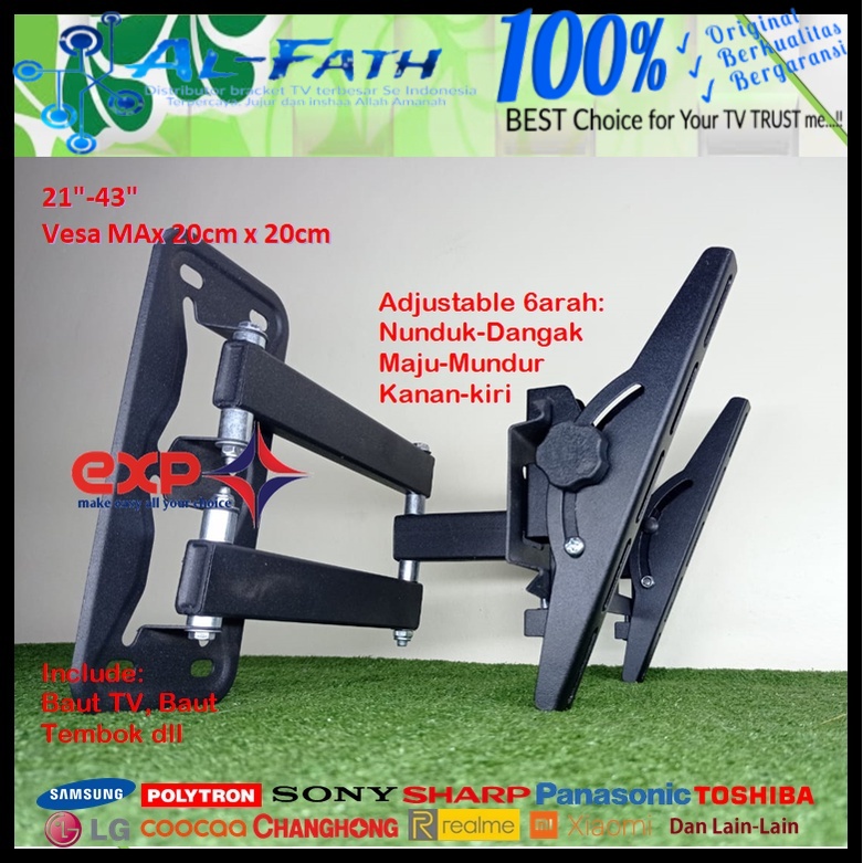 Bracket TV SONY 14 s/d 43 inch 6 ARAH FULL BESI SUPER KOKOH GARANSI 100% ORI