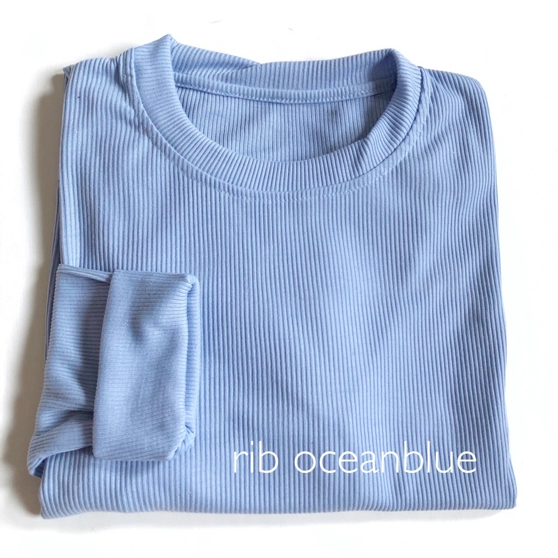 longsleeve rib basic sweater premium baju lengan panjang KALLYOUTFIT-RIB OCEANBLUE