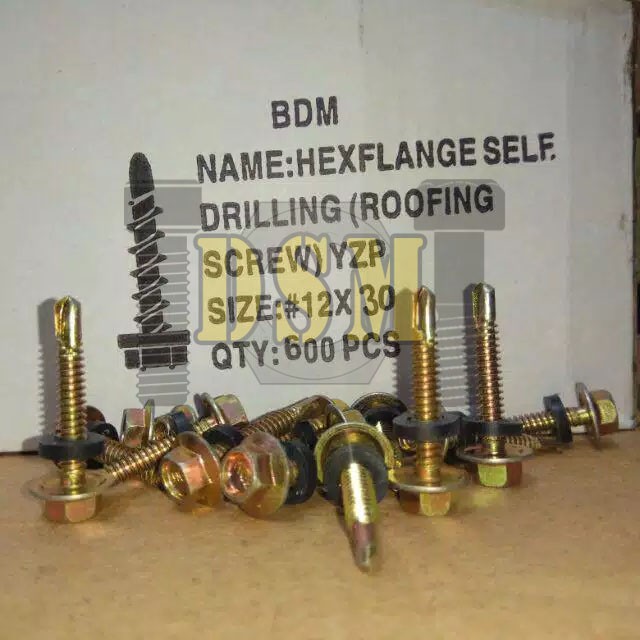 SEKRUP ROOFING KUNING/BAUT BAJA RINGAN #12X30 (3CM)