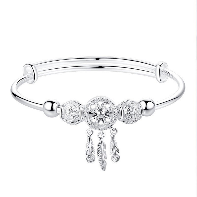 Korean-Style Simple Dreamcatcher Bracelet Female 999 Silver Cool Opening Adjustable