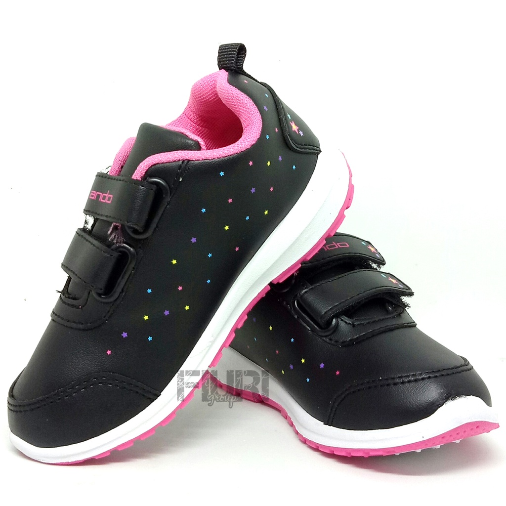 FIURI - ANDO ORIGINAL -  MINICORN PEREKAT 25-36 HITAM PINK - SEPATU SNEAKERS KANVAS SOL KARET ANAK KECIL PEREMPUAN  - SEPATU KUDA PONI UNICORN KETS LUCU FASHION TRENDY - SEPATU SEKOLAH PAUD TK KRETEKAN PEREKAT CEWEK MURAH PROMO DISKON BONUS KAOS KAKI