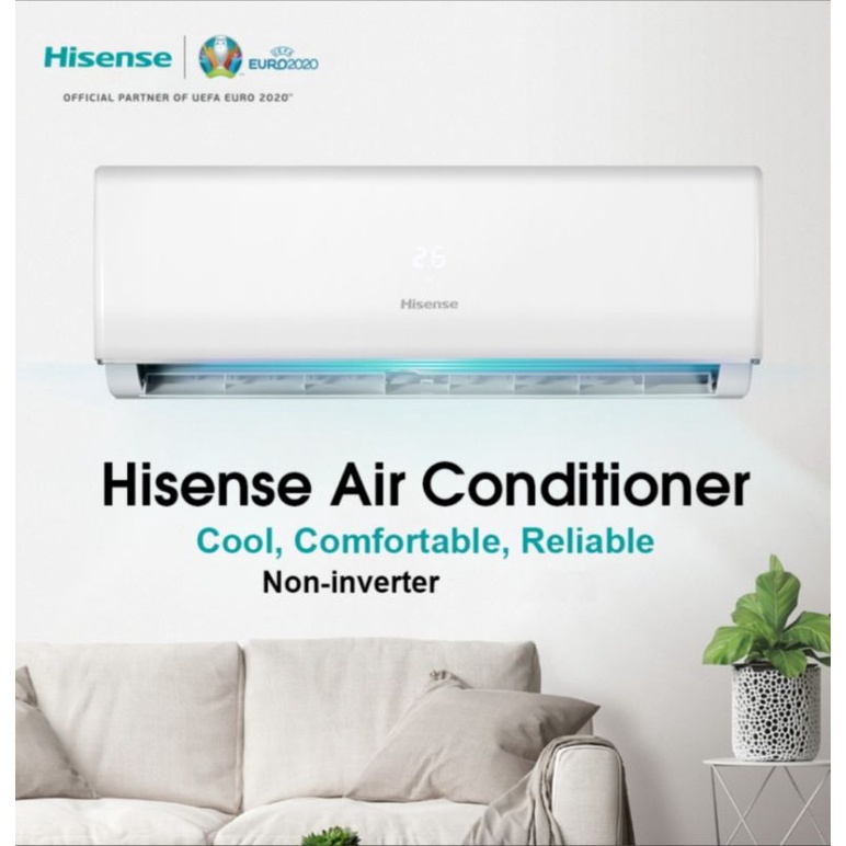 AC HISENSE 1/2 PK AN05CEG / AN05CDG  HEMAT ENERGI BLUE FIN LOW VOLTAGE + INSTALASI PEMASANGAN