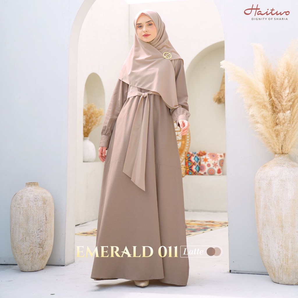 Haitwo Gamis EMERALD 11 Bahan Pollycotton Dobby Dress Muslimah Simpel Casual Outfit