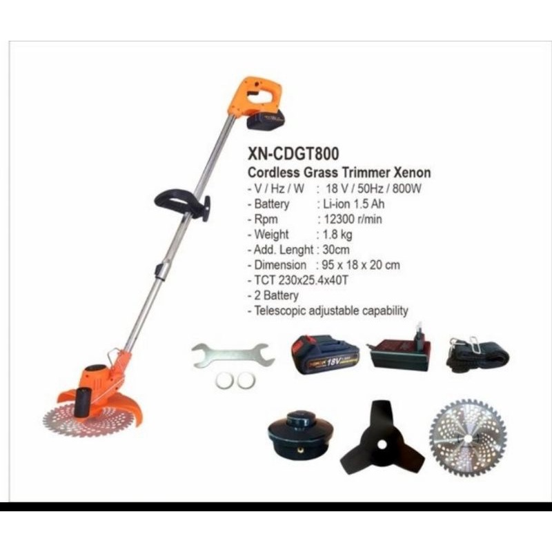 xenon cdgt800 mesin potong rumput cordless grass trimmer cdgt 800