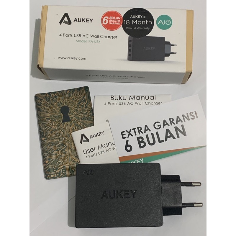 [SECOND] Aukey Charger PA-U36 4 Ports 40W AiQ - 500262