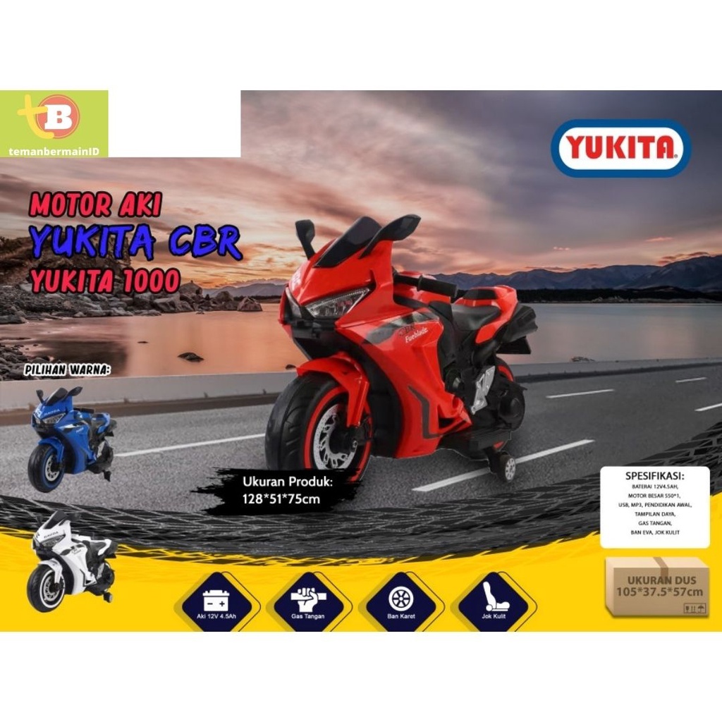 Mainan Anak MOTOR AKI YUKITA CBR - YUKITA 1000- Maenan Motoran Anak