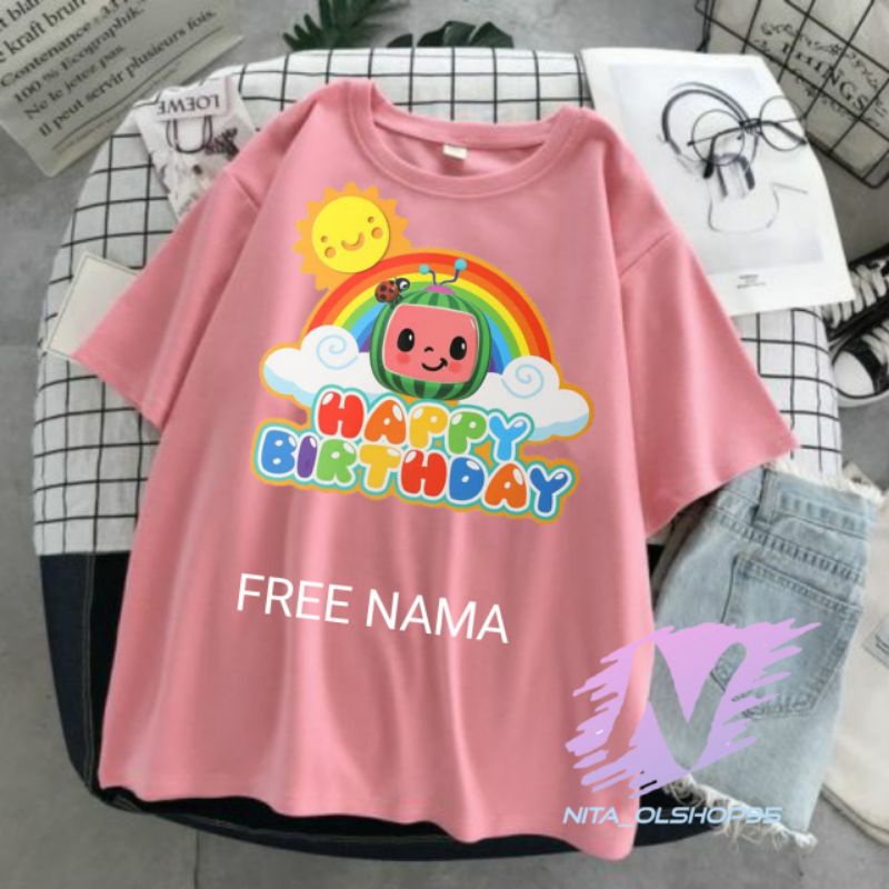 kaos anak cocomelon birthday gratis nama