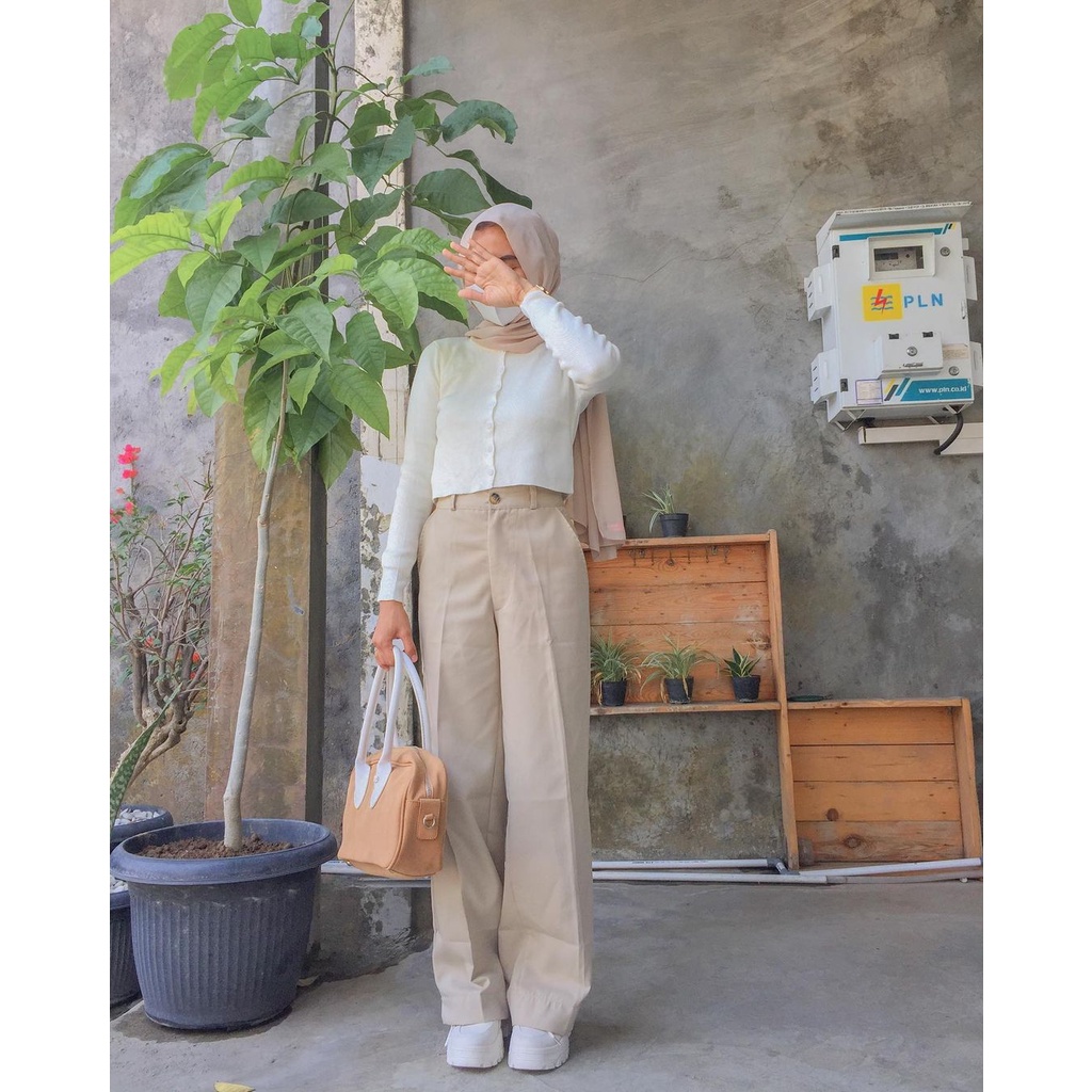 MELVA SLIT PANTS / KULOT WANITA PREMIUM / KULOT DRILL