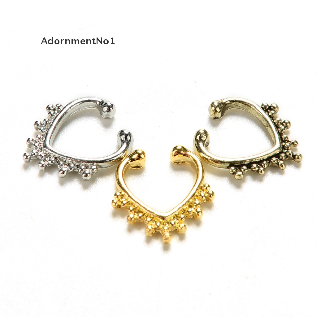 (AdornmentNo1) 1pc Cincin Tindik Hidung Palsu Bahan Stainless Steel Untuk Wanita