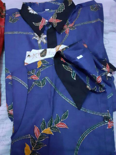 Qnunbatik Batik Family/keluarga Dress Naura Madura Biru
