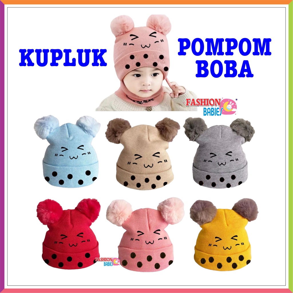 ❤ Fashionbabies ❤ TOPI RAJUT BAYI IMPOR POM POM BOBA / KUPLUK BAYI / TOPI ANAK HANGAT TEBAL