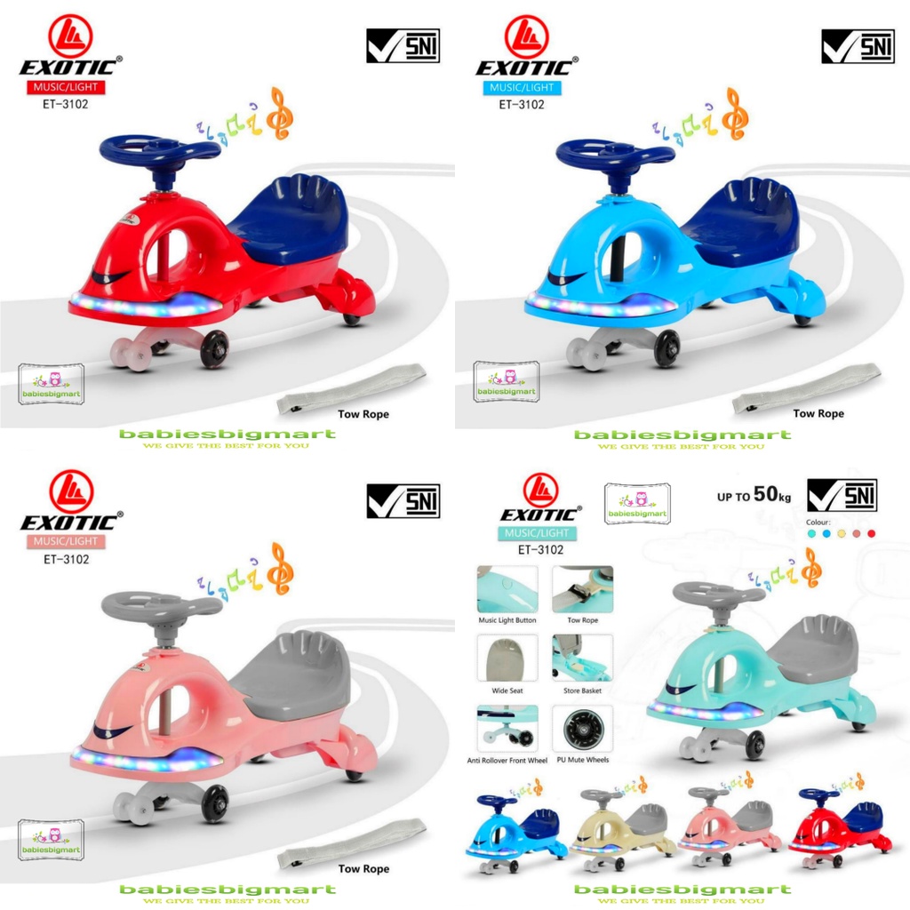 MAINAN ANAK SWING CAR MODE RIDE ON EXOTIC ET 3101 / 3102 / 3103 / 3104 / 3105 / 2002 / 2108 / 2110