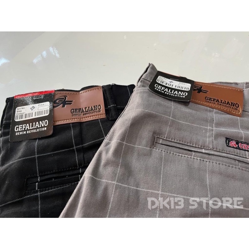 Celana Tartan Panjang Pria Slim Fit Original Gefaliano Bahan Katun Twill Strecth 28-33