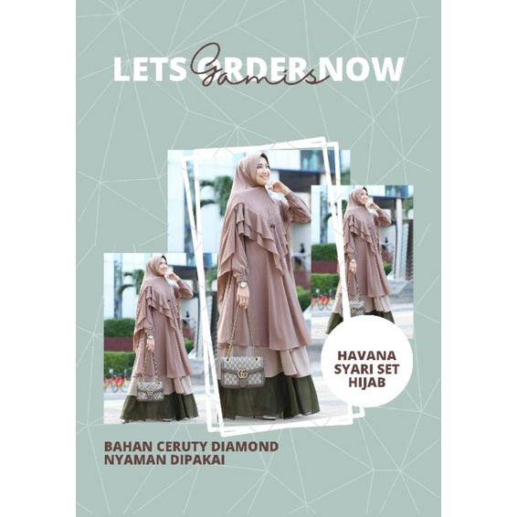 Gamis wanita Havana syari terbaru set hijab