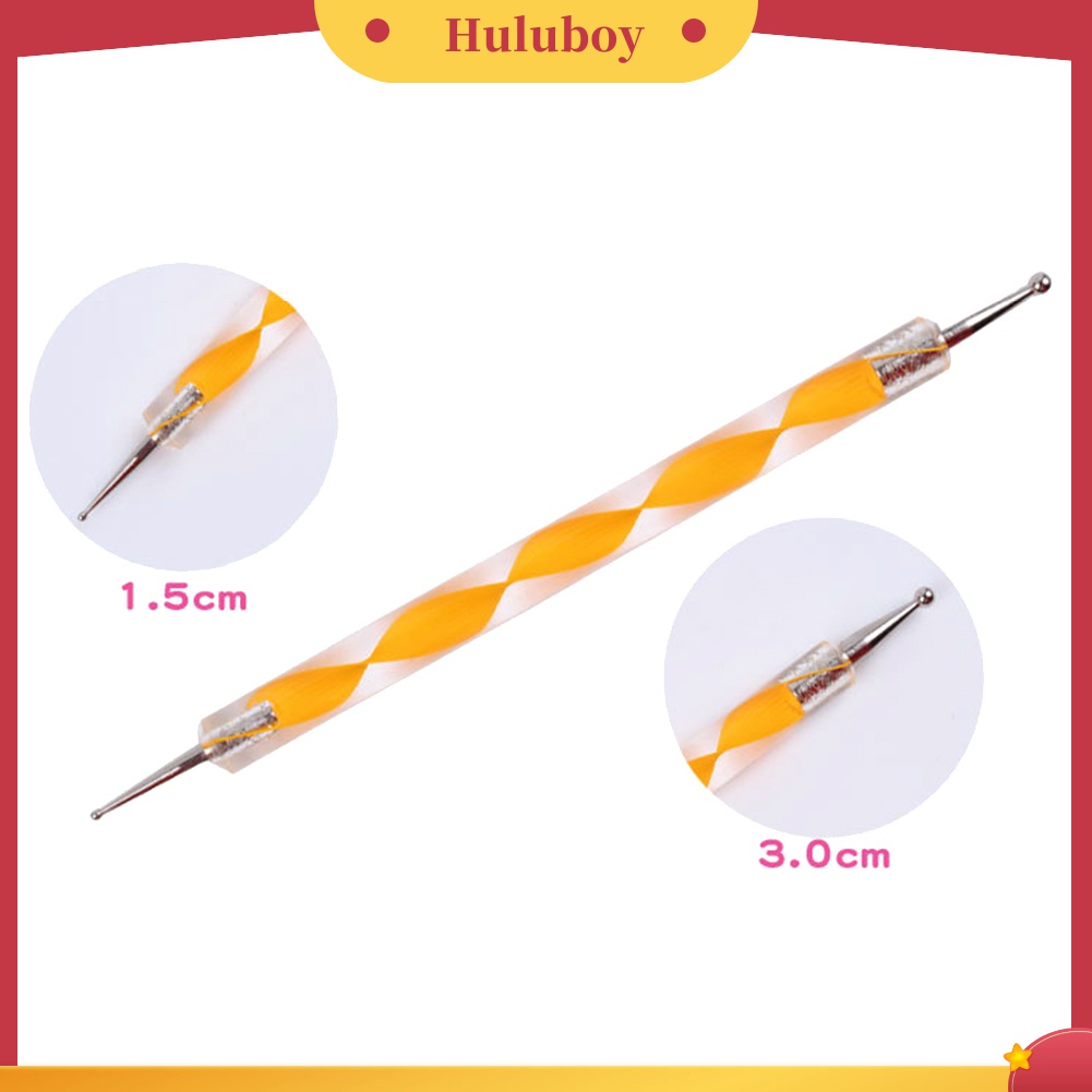 Huluboy Huluboy♡ 5pcs Pen Dotting Marbleizing 2 Sisi Untuk Nail Art DIY