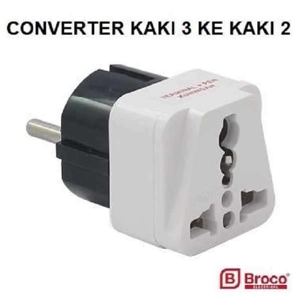 Broco Over Steker 1391055 Converter Colokan kaki 3 ke kaki 2