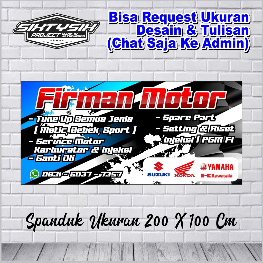 SPANDUK CUSTOM DESAIN BENGKEL MURAH FREE DESAIN