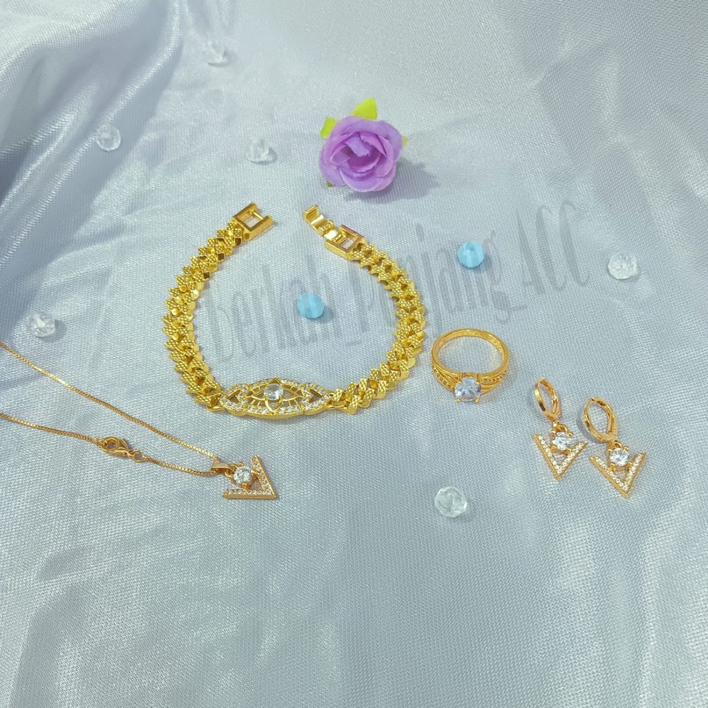 SET DEWASA PERMATA 1 ZIRCON DESAIN perhiasan super berkelas fashion korea anti karat dan anti luntur