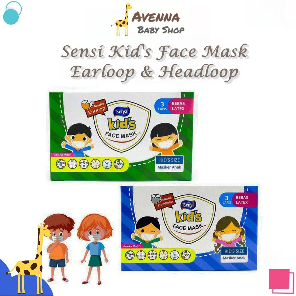 Sensi Kids Mask Earloop & Headloop - Masker Anak 40pcs