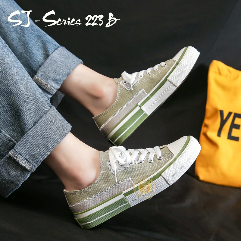 [NOOS] (FREE BOX)  Sepatu Sneakers Wanita Casual Wear Back To School Import Kualitas Super Premium-223 B - Green