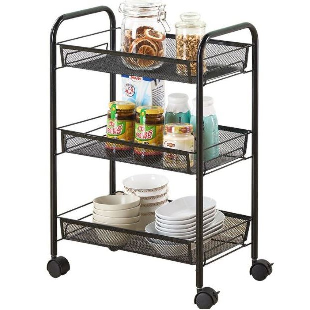 SHENAR RAK DORONG RODA 3/4 TINGKAT SUSUN BESI TROLI TEMPAT PENYIMPANAN SERBAGUNA