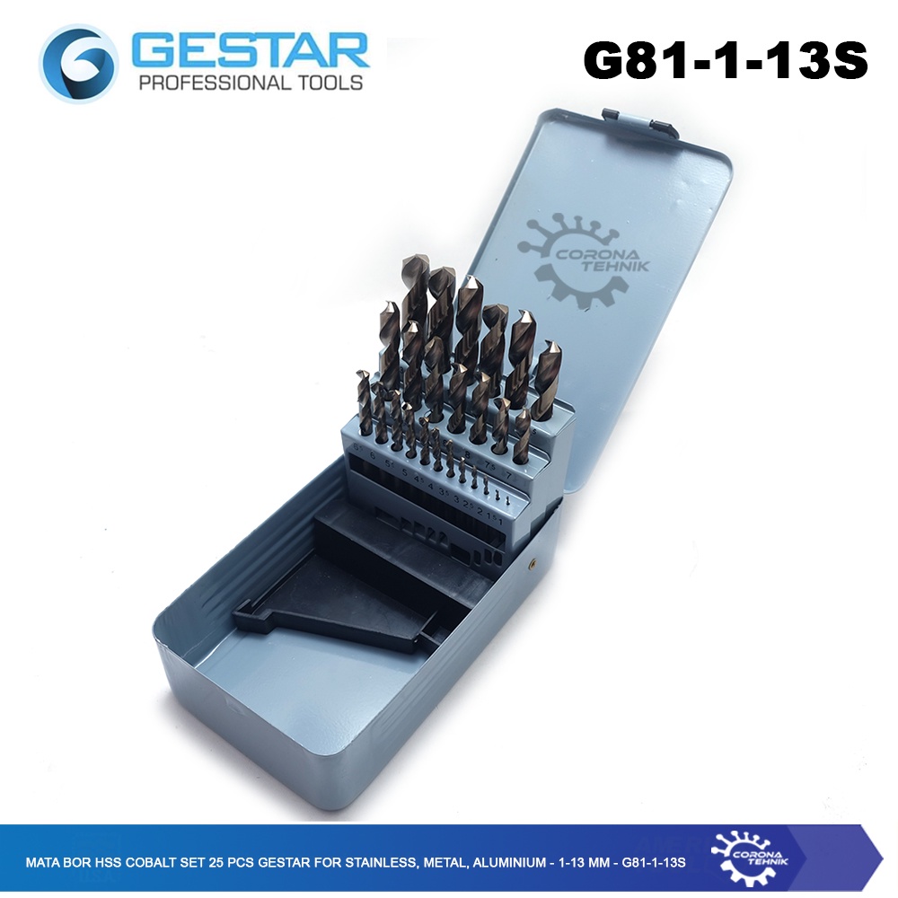 Gestar - Mata Bor HSS Cobalt Set 25 Pcs for Stainless, Metal, Aluminium