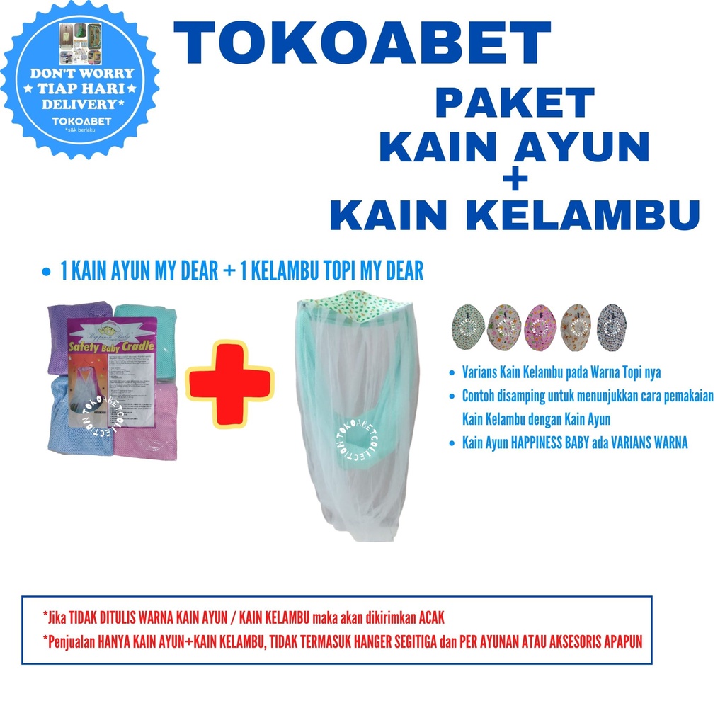 PAKET HAPPINESS (Kain Ayun BASIC+Kelambu) Ayunan Bayi Manual &amp; Ayunan Elektrik Otomatis TOKOABET