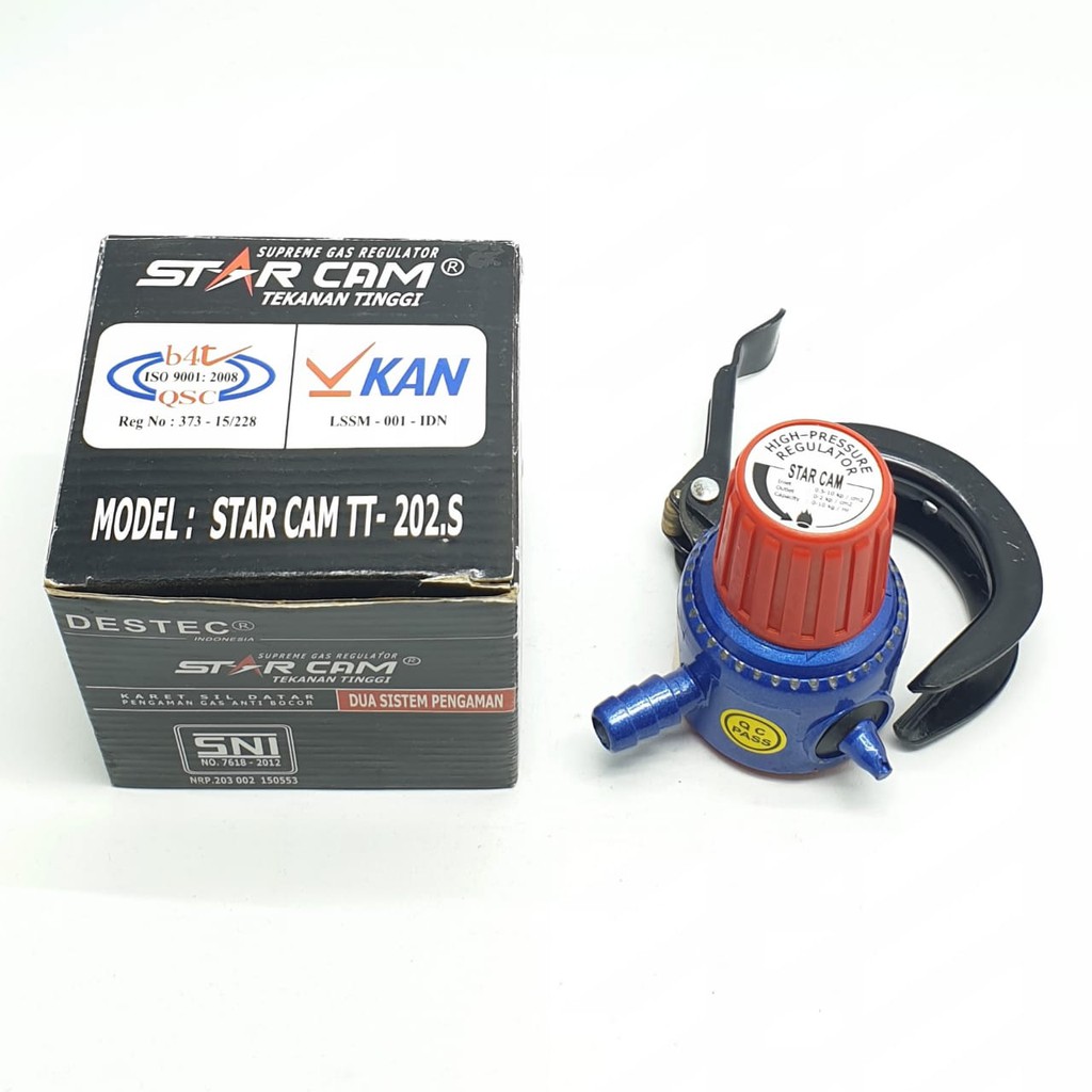 SET Starcam TT-202S Tanpa Meter + Selang HIJAU 5 Lapis 2 Mtr + 2 Klem Kuping / Regulator Gas + Selan