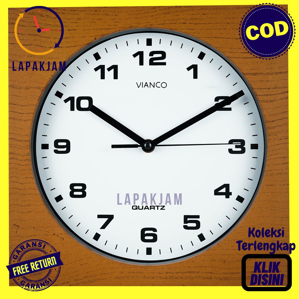 Jam Dinding Digital LED Hiasan Rumah Islami Murah Besar Vlanco Coklat Kayu Bagus