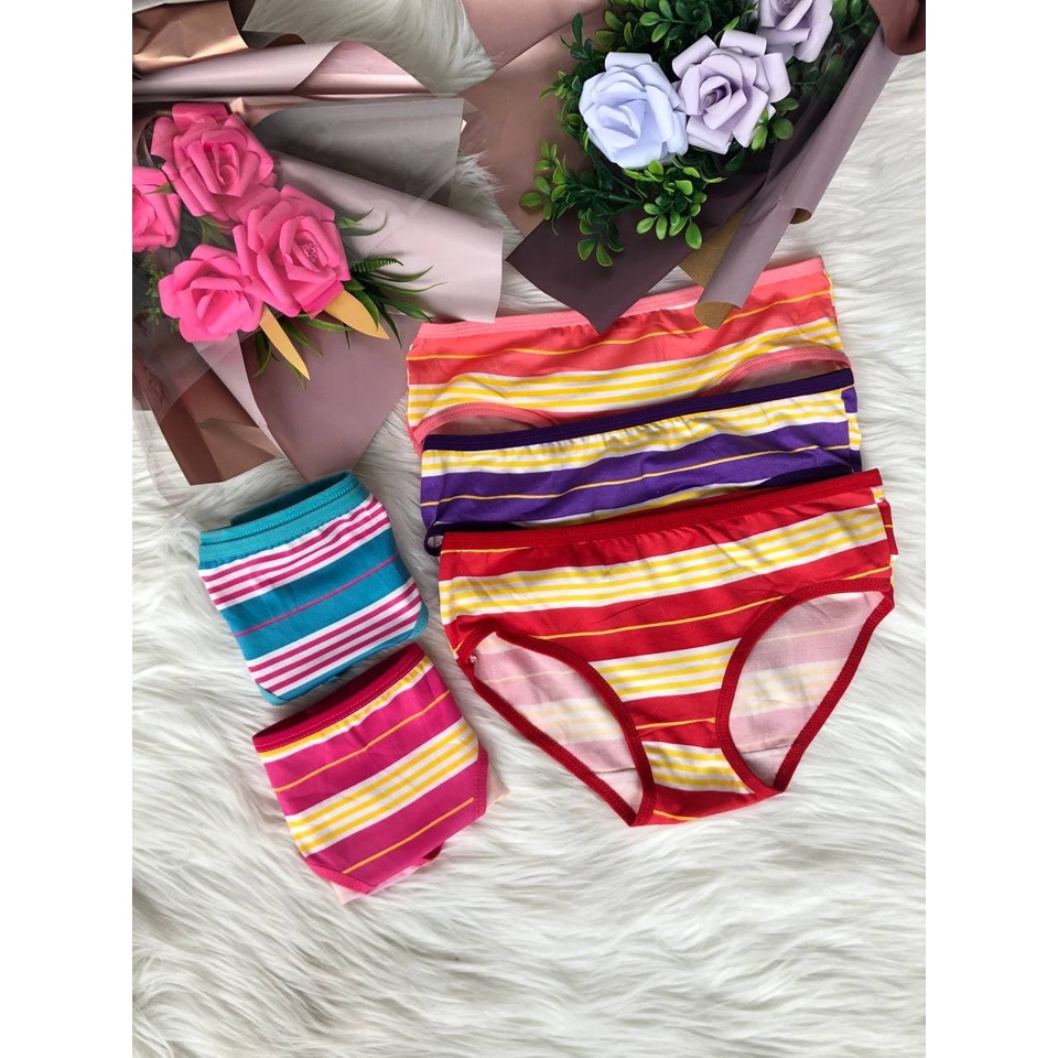 ASK Celana Dalam Wanita Bahan Katun Motif Salur Kecil Pakaian Dalam Import | Celana Dalam Murah Remaja Underwear Wanita CD57