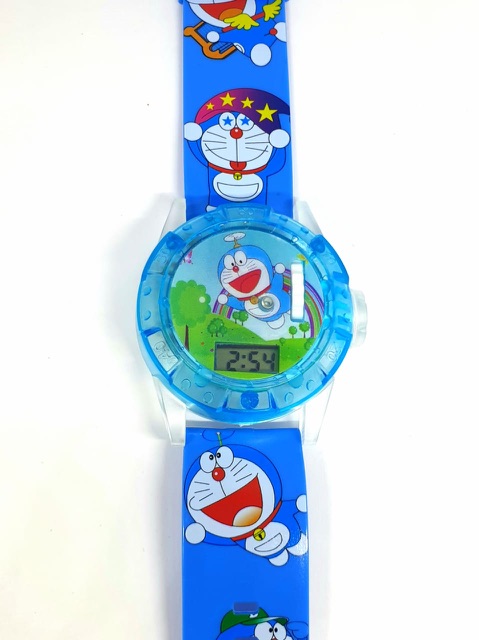 Jam Tangan Anak Melody Laser Proyektor Digital Doraemon