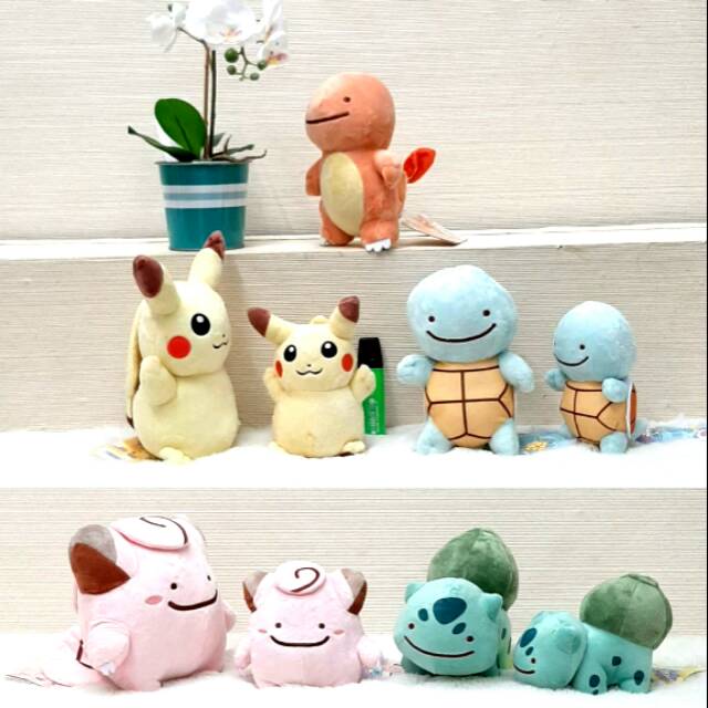 Boneka pokemon ori squirtle bulbasaur charmandeer clifairy Size 17cm/8&quot;/Boneka teman pokemon/Boneka Pikachu