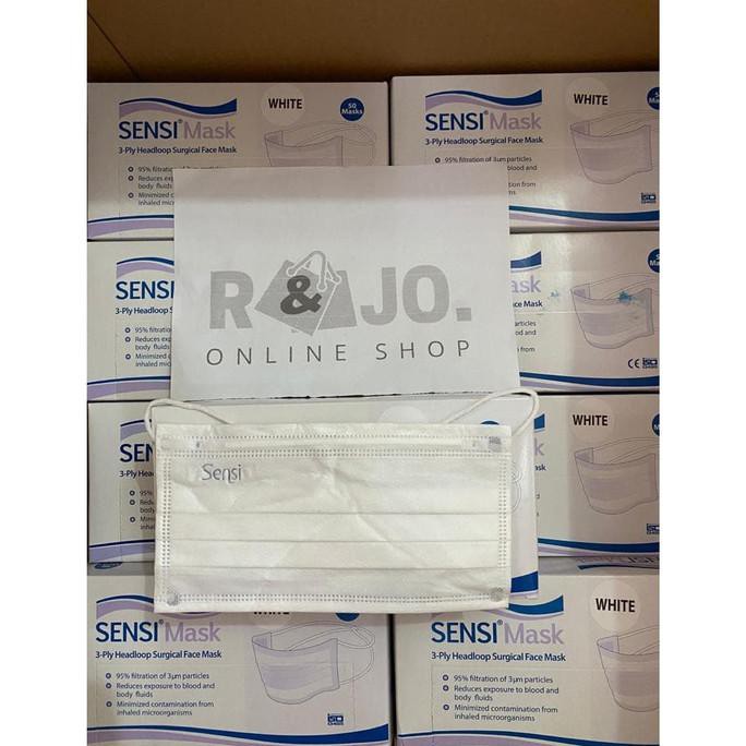 Buruan Beli - Masker Sensi Headloop Hijab 3Ply Surgical Face Mask - Putih