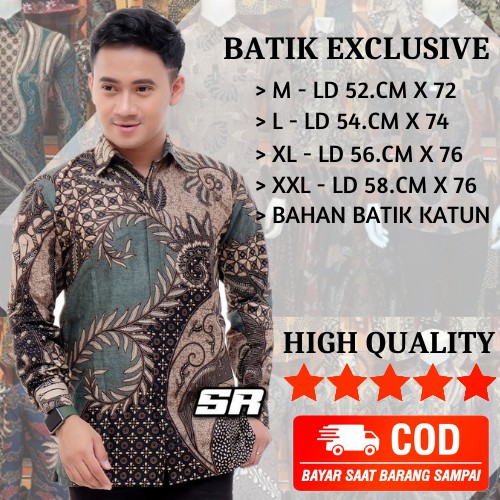 Kemeja Batik Lengan Panjang Atasan Batik Modern Motif Biru 108.132.2