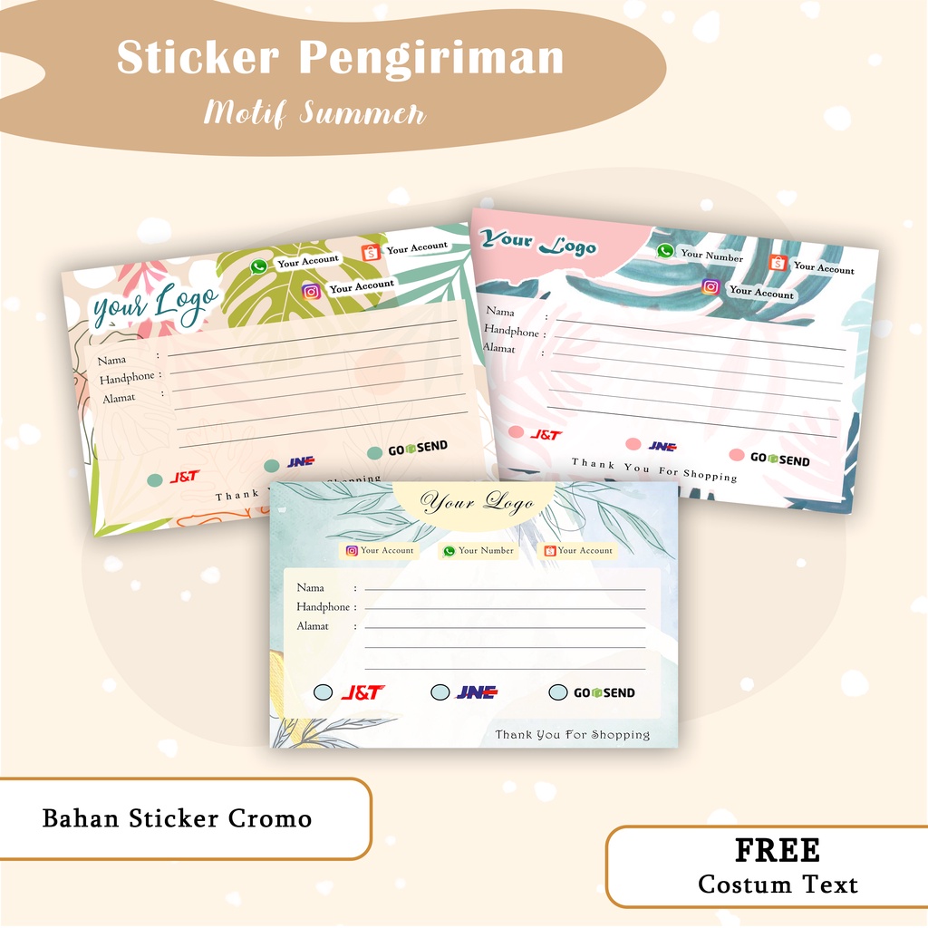 

STIKER LABEL PENGIRIMAN ONLINE SHOP MOTIF SUMMER / SHIPPING LABEL PENGIRIMAN PACKING COSTUM DEVILUSTRASI