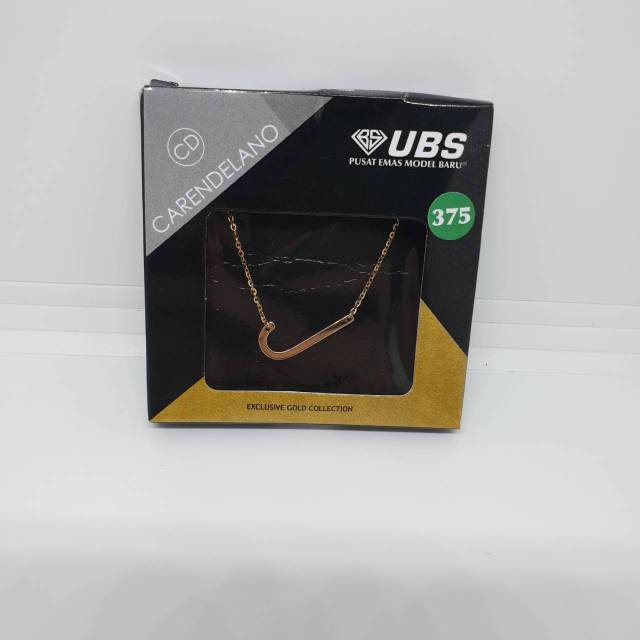 Kalung Emas 375 Alpha Beta Milea UBS Carendelano Huruf J