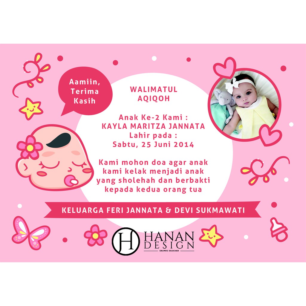 Label Sticker Walimatul Aqiqah Syukuran Kelahiran Anak Perempuan