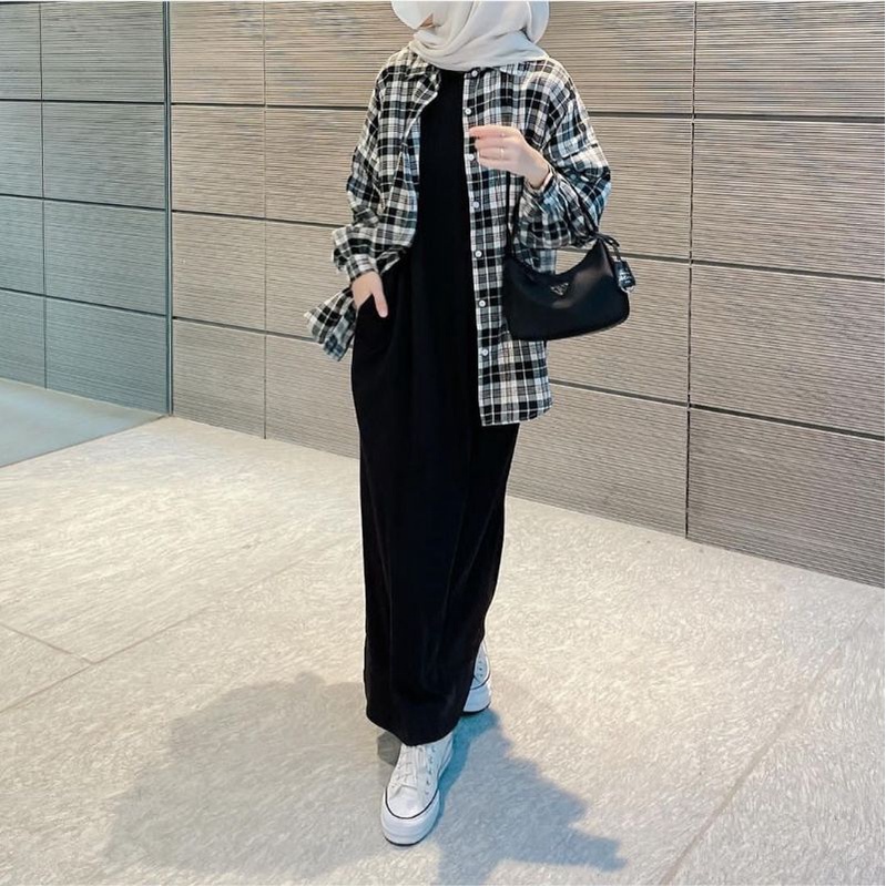 Inner Dress Panjang Bahan Jersey Tanpa Lengan - Iner Gamis Wanita Premium